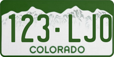 CO license plate 123LJO