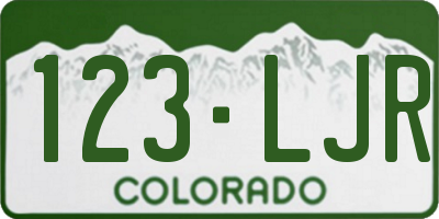 CO license plate 123LJR