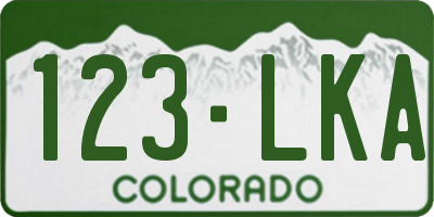CO license plate 123LKA