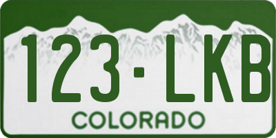 CO license plate 123LKB