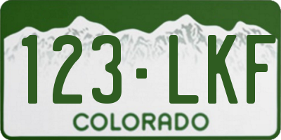 CO license plate 123LKF
