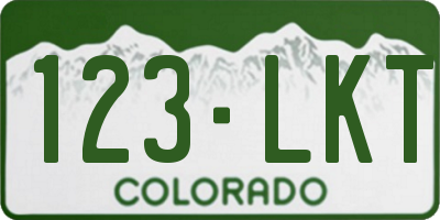 CO license plate 123LKT