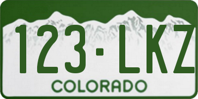 CO license plate 123LKZ