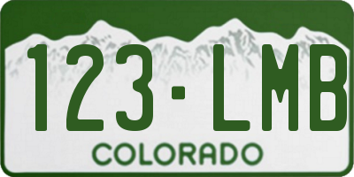 CO license plate 123LMB