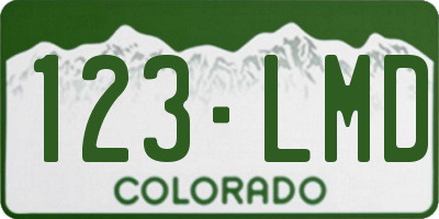 CO license plate 123LMD
