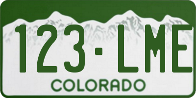 CO license plate 123LME