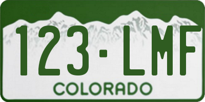 CO license plate 123LMF