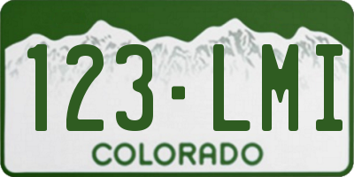 CO license plate 123LMI