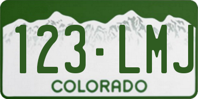 CO license plate 123LMJ