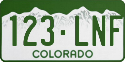 CO license plate 123LNF