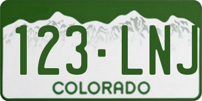 CO license plate 123LNJ
