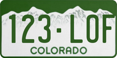 CO license plate 123LOF