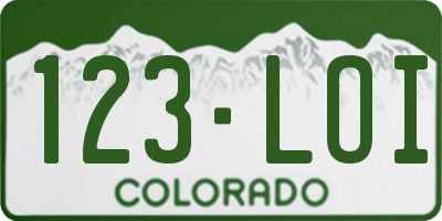 CO license plate 123LOI
