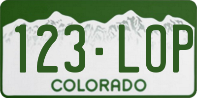 CO license plate 123LOP