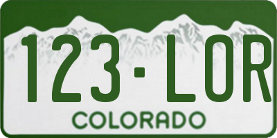 CO license plate 123LOR