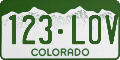 CO license plate 123LOV