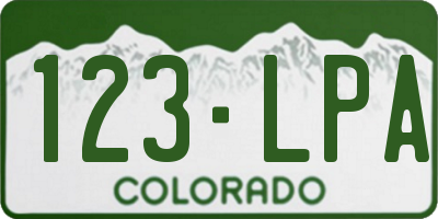 CO license plate 123LPA