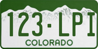 CO license plate 123LPI