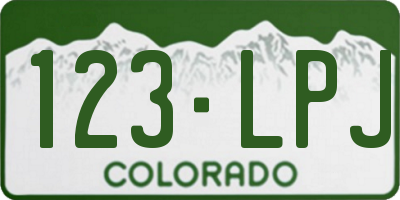 CO license plate 123LPJ