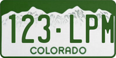 CO license plate 123LPM