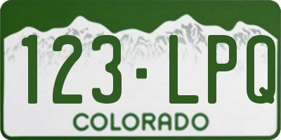 CO license plate 123LPQ