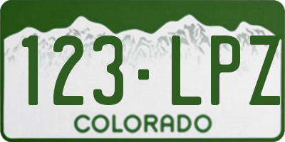 CO license plate 123LPZ