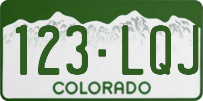 CO license plate 123LQJ