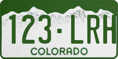 CO license plate 123LRH