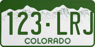 CO license plate 123LRJ