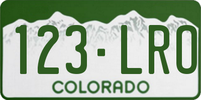 CO license plate 123LRO