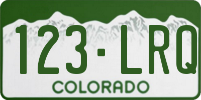 CO license plate 123LRQ