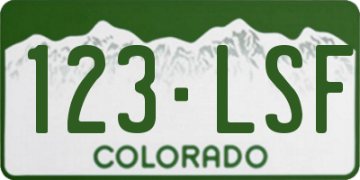 CO license plate 123LSF