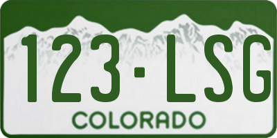 CO license plate 123LSG