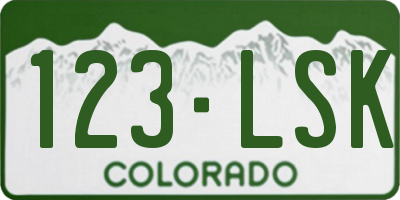 CO license plate 123LSK