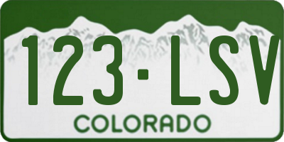 CO license plate 123LSV