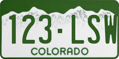 CO license plate 123LSW