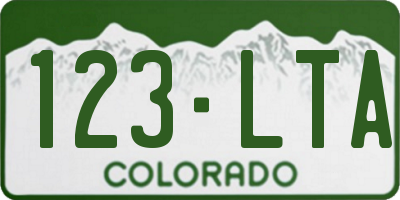 CO license plate 123LTA