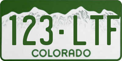 CO license plate 123LTF