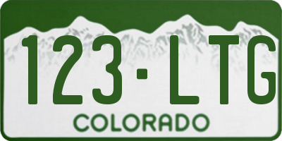 CO license plate 123LTG