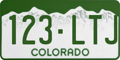 CO license plate 123LTJ