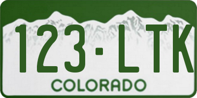 CO license plate 123LTK