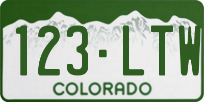 CO license plate 123LTW