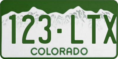 CO license plate 123LTX