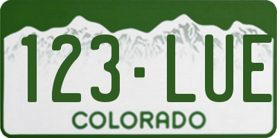 CO license plate 123LUE