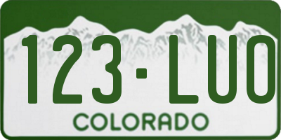 CO license plate 123LUO