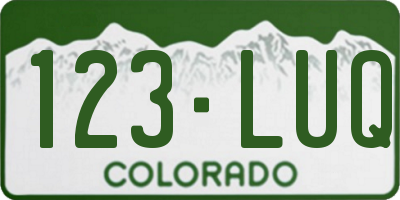CO license plate 123LUQ