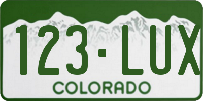 CO license plate 123LUX