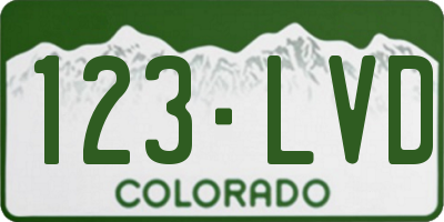 CO license plate 123LVD