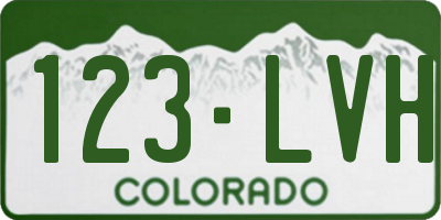 CO license plate 123LVH