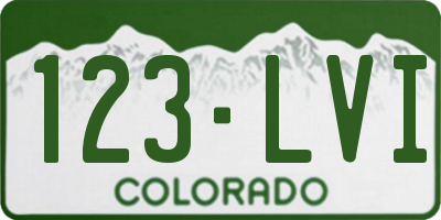 CO license plate 123LVI